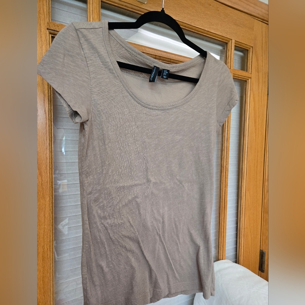 Casual Tan Short Sleeve Top